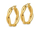 14k Yellow Gold 1 1/16 inch Polished Fancy Twist Round Hoop Earrings