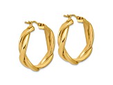 14k Yellow Gold 1 1/16 inch Polished Fancy Twist Round Hoop Earrings