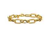 14k Yellow Gold Polished and Textured 8.75mm Fancy Greek Key Link Bracelet