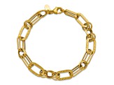 14k Yellow Gold Polished and Textured 8.75mm Fancy Greek Key Link Bracelet
