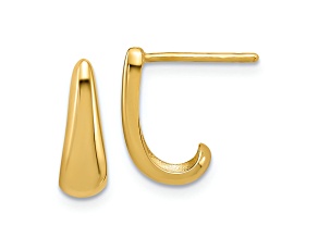 14k Yellow Gold 9/16 inch Polished J-Hoop Earrings