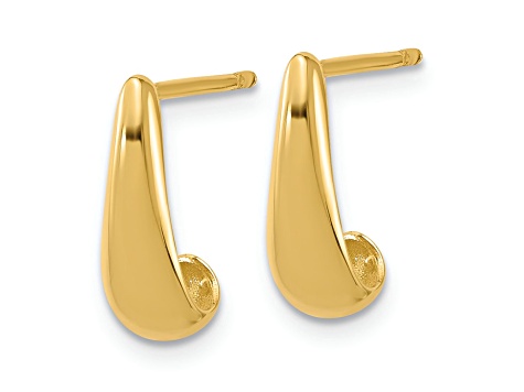 14k Yellow Gold 9/16 inch Polished J-Hoop Earrings