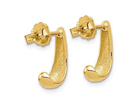 14k Yellow Gold 9/16 inch Polished J-Hoop Earrings