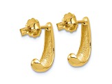 14k Yellow Gold 9/16 inch Polished J-Hoop Earrings