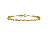 14k Yellow Gold Polished Diamond-Cut and Beaded Religious Rosary Bracelet