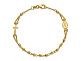 14k Yellow Gold Polished Diamond-Cut and Beaded Religious Rosary Bracelet
