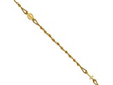 14k Yellow Gold Polished Diamond-Cut and Beaded Religious Rosary Bracelet