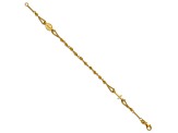 14k Yellow Gold Polished Diamond-Cut and Beaded Religious Rosary Bracelet