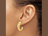 14k Yellow Gold 1/1 inch Polished Textured J-hoop Earrings