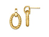 14k Yellow Gold Polished and Textured Dangle Earrings