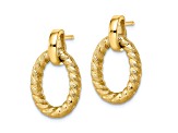 14k Yellow Gold Polished and Textured Dangle Earrings