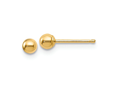14k Yellow Gold 3mm Polished Ball Stud Earrings
