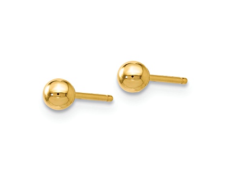 14k Yellow Gold 3mm Polished Ball Stud Earrings