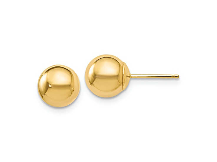 14k Yellow Gold 7mm Polished Ball Stud Earrings