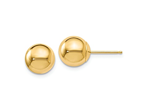 14k Yellow Gold 8mm Polished Ball Stud Earrings