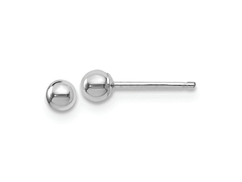 Rhodium Over 14k White Gold 3mm Polished Ball Stud Earrings
