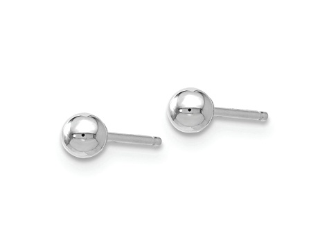 Rhodium Over 14k White Gold 3mm Polished Ball Stud Earrings