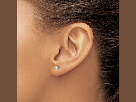 Rhodium Over 14k White Gold 3mm Polished Ball Stud Earrings