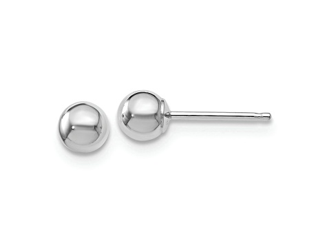 Rhodium Over 14k White Gold 4mm Polished Ball Stud Earrings