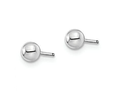 Rhodium Over 14k White Gold 4mm Polished Ball Stud Earrings