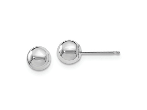Rhodium Over 14k White Gold 5mm Polished Ball Stud Earrings