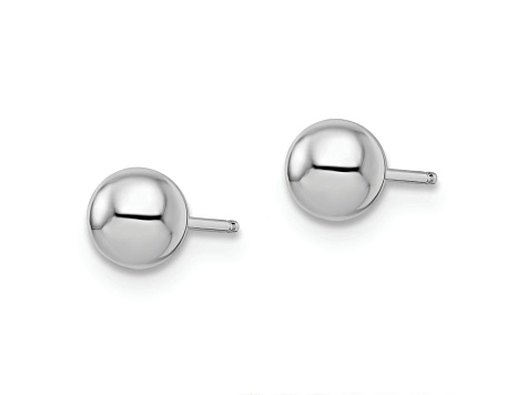 Rhodium Over 14k White Gold 5mm Polished Ball Stud Earrings