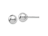 Rhodium Over 14k White Gold 6mm Polished Ball Stud Earrings