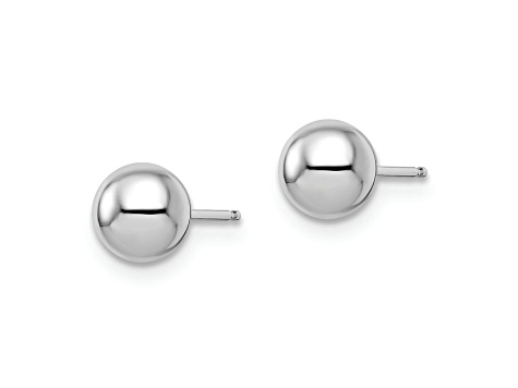 Rhodium Over 14k White Gold 6mm Polished Ball Stud Earrings