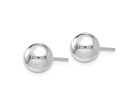 Rhodium Over 14k White Gold 7mm Polished Ball Stud Earrings