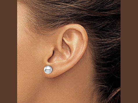 Rhodium Over 14k White Gold 7mm Polished Ball Stud Earrings