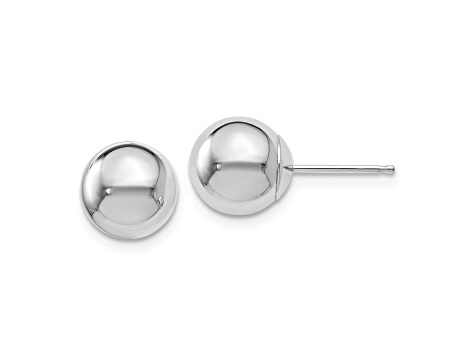 Rhodium Over 14k White Gold 8mm Polished Ball Stud Earrings