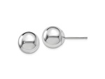 Rhodium Over 14k White Gold 8mm Polished Ball Stud Earrings