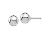 Rhodium Over 14k White Gold 8mm Polished Ball Stud Earrings