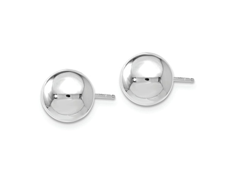 Rhodium Over 14k White Gold 8mm Polished Ball Stud Earrings