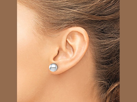 Rhodium Over 14k White Gold 8mm Polished Ball Stud Earrings