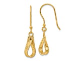 14k Yellow Gold 1 5/16 inch Polished and Diamond-Cut Dangle Earrings