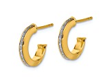 14k Yellow Gold 1/2 inch Polished Glimmer Infused J-Hoop Earrings