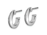 Rhodium Over 14k White Gold 1/2 inch Polished Glimmer Infused J-Hoop Earrings