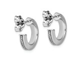 Rhodium Over 14k White Gold 1/2 inch Polished Glimmer Infused J-Hoop Earrings