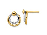 10K Two-tone Gold Polished Dangle Earrings