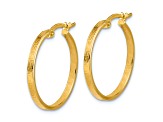 14k Yellow Gold 15/16 inch Polished Greek Key Round Hoop Earrings