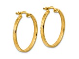 14k Yellow Gold 15/16 inch Polished Greek Key Round Hoop Earrings