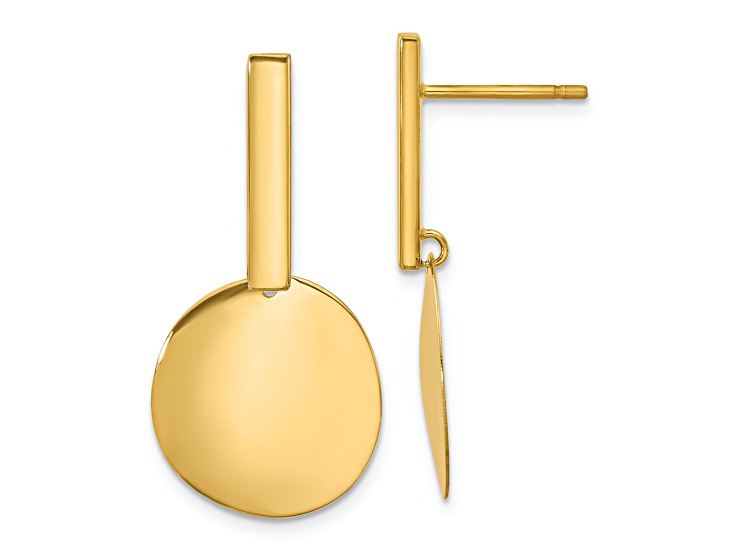 14k Yellow Gold Polished Dangle Earrings