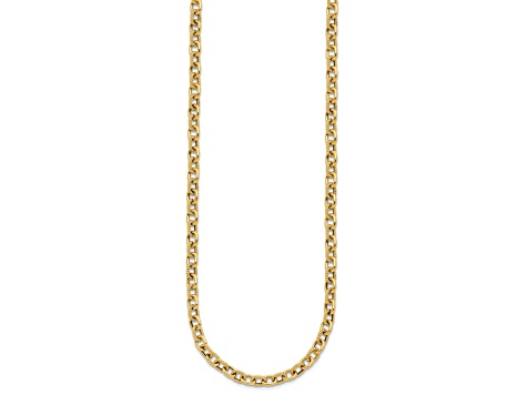 14k Yellow Gold 4.6mm Polished and Textured Fancy Link 17 Inch Chain