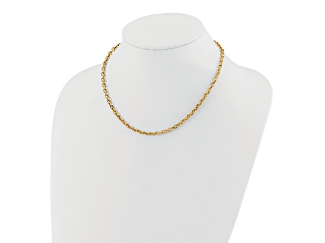 14k Yellow Gold 4.6mm Polished and Textured Fancy Link 17 Inch Chain