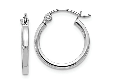 Rhodium Over 14k White Gold 9/16 inch Polished Hoop Earrings