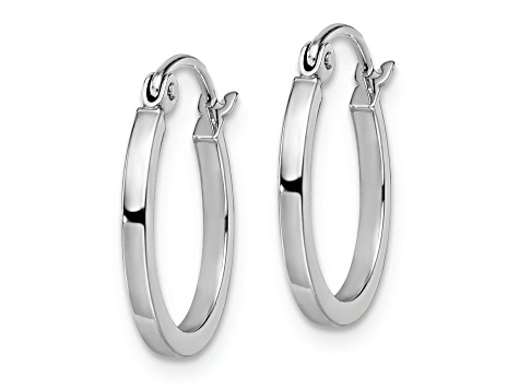 Rhodium Over 14k White Gold 9/16 inch Polished Hoop Earrings