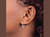 Rhodium Over 14k White Gold 9/16 inch Polished Hoop Earrings