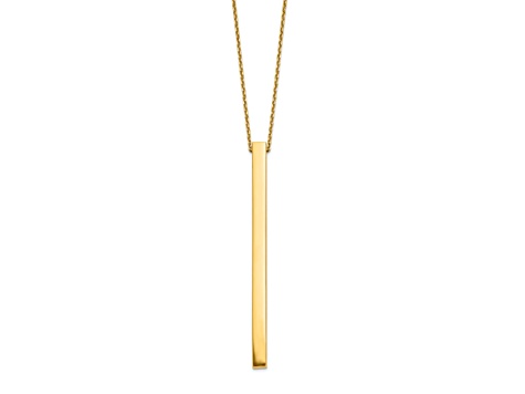 14k Yellow Gold Polished Bar Pendant Cable Link 16 Inch Necklace