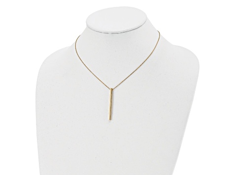 14k Yellow Gold Polished Bar Pendant Cable Link 16 Inch Necklace